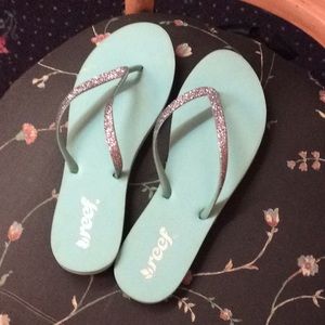 Lightly used glitter Reef sandles